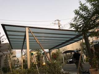 千葉県柏市Ｍ様邸スカイリード２台用施工サイクルポートセルフィ施工