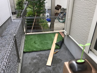 千葉県柏市Ｔ様邸人工芝とレンガ花壇コラボ