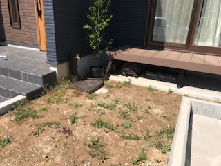 千葉県流山市Ｓ様邸お庭リフォームブロック積み芝張りブロック解体