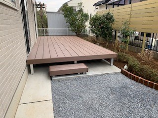 茨城県つくばみらい市Ｔ様邸お庭をプライベート空間へひとと木２施工マイティウッドフェンス施工